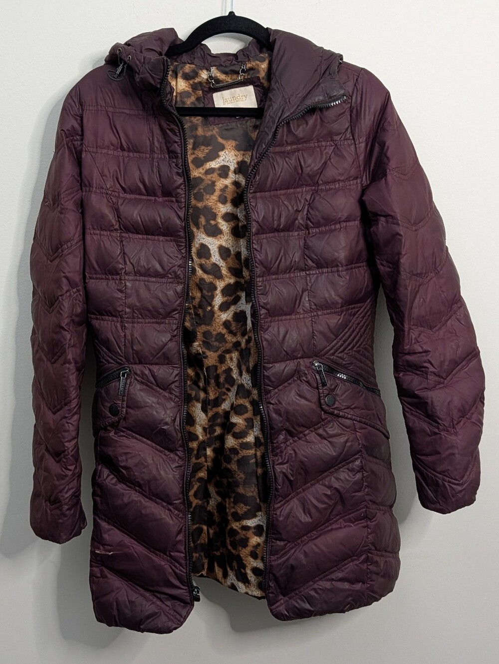 Laundry by Shelli Segal Burgundy Puffer Coat Size Small